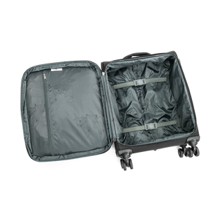 North Pioneer Gate Kabinväska 55 cm - Svart    teleskophandtag, 360° hjul och TSA-lås – idealisk för resor och handbagage. Fotad mot en vit bakgrund 