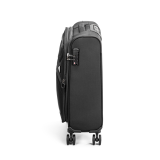 North Pioneer Gate Kabinväska 55 cm - Svart    teleskophandtag, 360° hjul och TSA-lås – idealisk för resor och handbagage. Fotad mot en vit bakgrund 