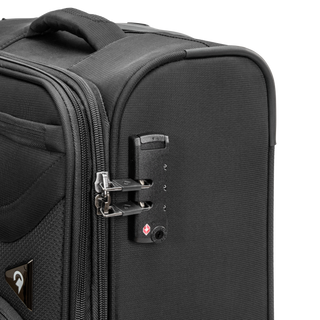 North Pioneer Gate Kabinväska 55 cm - Svart    teleskophandtag, 360° hjul och TSA-lås – idealisk för resor och handbagage. Fotad mot en vit bakgrund 