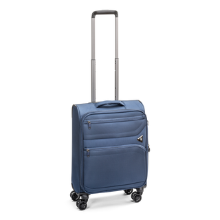 North Pioneer Gate Kabinväska 55 cm - Marinblå teleskophandtag, 360° hjul och TSA-lås – idealisk för resor och handbagage. Fotad mot en vit bakgrund 