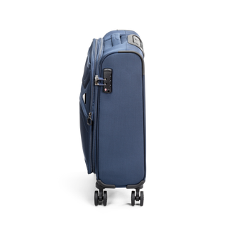 North Pioneer Gate Kabinväska 55 cm - Marinblå teleskophandtag, 360° hjul och TSA-lås – idealisk för resor och handbagage. Fotad mot en vit bakgrund 