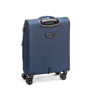 North Pioneer Gate Kabinväska 55 cm - Marinblå teleskophandtag, 360° hjul och TSA-lås – idealisk för resor och handbagage. Fotad mot en vit bakgrund 