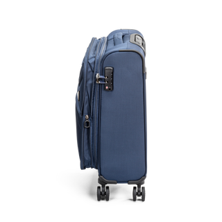 North Pioneer Gate Kabinväska 55 cm - Marinblå teleskophandtag, 360° hjul och TSA-lås – idealisk för resor och handbagage. Fotad mot en vit bakgrund 