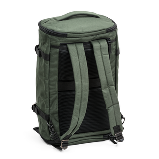 North Pioneer Flygduffelväska 38L - Grön cylindrisk ryggsäck med flera fack, dragkedjor och justerbara axelremmar – perfekt som duffelbag för resa eller träning.