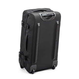 Svart duffel trolley 69 cm med teleskophandtag från North pioneer, stora hjul och frontficka – mjuk resväska i tyg med kompressionsremmar och robust bärhandtag