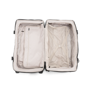 Grön duffel trolley 69 cm med teleskophandtag från North pioneer, stora hjul och frontficka – mjuk resväska i tyg med kompressionsremmar och robust bärhandtag