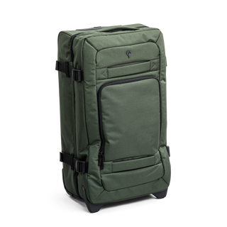 Grön duffel trolley 69 cm med teleskophandtag från North pioneer, stora hjul och frontficka – mjuk resväska i tyg med kompressionsremmar och robust bärhandtag