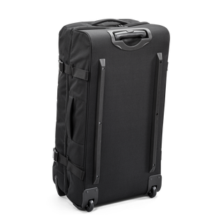 Svart duffel trolley 80 cm med teleskophandtag från North pioneer, stora hjul och frontficka – mjuk resväska i tyg med kompressionsremmar och robust bärhandtag