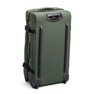 Grön  duffel trolley 80 cm med teleskophandtag från North pioneer, stora hjul och frontficka – mjuk resväska i tyg med kompressionsremmar och robust bärhandtag