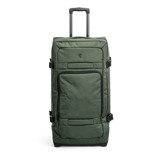 Grön  duffel trolley 80 cm med teleskophandtag från North pioneer, stora hjul och frontficka – mjuk resväska i tyg med kompressionsremmar och robust bärhandtag