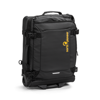 North Pioneer Duffel/Ryggsäck med Hjul 55 cm - Svart  fotad mot en grå bakgrund 