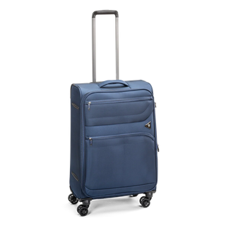 North Pioneer Gate Mellanstor Resväska 68 cm - Marinblå teleskophandtag, 360° hjul och TSA-lås – idealisk för resor och handbagage. Fotad mot en vit bakgrund 