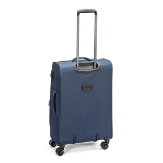 North Pioneer Gate Mellanstor Resväska 68 cm - Marinblå teleskophandtag, 360° hjul och TSA-lås – idealisk för resor och handbagage. Fotad mot en vit bakgrund 