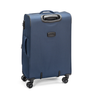 North Pioneer Gate Mellanstor Resväska 68 cm - Marinblå teleskophandtag, 360° hjul och TSA-lås – idealisk för resor och handbagage. Fotad mot en vit bakgrund 