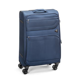North Pioneer Gate Mellanstor Resväska 68 cm - Marinblå teleskophandtag, 360° hjul och TSA-lås – idealisk för resor och handbagage. Fotad mot en vit bakgrund 