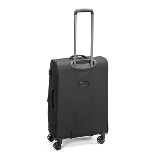 North Pioneer Gate Mellanstor Resväska 68 cm - Svart  teleskophandtag, 360° hjul och TSA-lås – idealisk för resor och handbagage. Fotad mot en vit bakgrund 