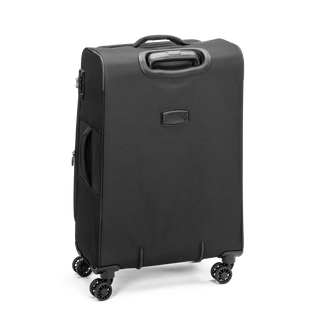 North Pioneer Gate Mellanstor Resväska 68 cm - Svart  teleskophandtag, 360° hjul och TSA-lås – idealisk för resor och handbagage. Fotad mot en vit bakgrund 