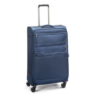 North Pioneer Gate Stor Resväska 80 cm - Marinblå teleskophandtag, 360° hjul och TSA-lås – idealisk för resor och handbagage. Fotad mot en vit bakgrund 
