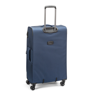North Pioneer Gate Stor Resväska 80 cm - Marinblå teleskophandtag, 360° hjul och TSA-lås – idealisk för resor och handbagage. Fotad mot en vit bakgrund 