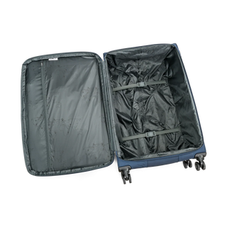 North Pioneer Gate Stor Resväska 80 cm - Marinblå teleskophandtag, 360° hjul och TSA-lås – idealisk för resor och handbagage. Fotad mot en vit bakgrund 