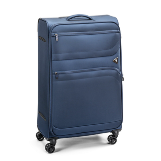 North Pioneer Gate Stor Resväska 80 cm - Marinblå teleskophandtag, 360° hjul och TSA-lås – idealisk för resor och handbagage. Fotad mot en vit bakgrund 
