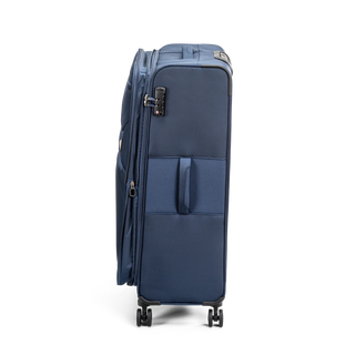 North Pioneer Gate Stor Resväska 80 cm - Marinblå teleskophandtag, 360° hjul och TSA-lås – idealisk för resor och handbagage. Fotad mot en vit bakgrund 