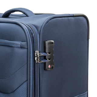 North Pioneer Gate Stor Resväska 80 cm - Marinblå teleskophandtag, 360° hjul och TSA-lås – idealisk för resor och handbagage. Fotad mot en vit bakgrund 