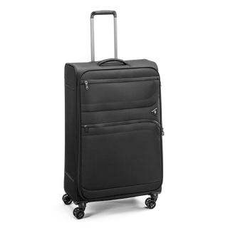 North Pioneer Gate Stor Resväska 80 cm - Svart  teleskophandtag, 360° hjul och TSA-lås – idealisk för resor och handbagage. Fotad mot en vit bakgrund 