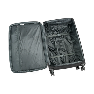 North Pioneer Gate Stor Resväska 80 cm - Svart  teleskophandtag, 360° hjul och TSA-lås – idealisk för resor och handbagage. Fotad mot en vit bakgrund 