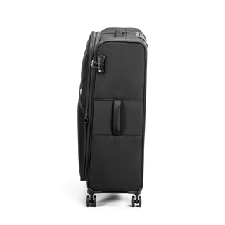 North Pioneer Gate Stor Resväska 80 cm - Svart  teleskophandtag, 360° hjul och TSA-lås – idealisk för resor och handbagage. Fotad mot en vit bakgrund 