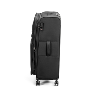 North Pioneer Gate Stor Resväska 80 cm - Svart  teleskophandtag, 360° hjul och TSA-lås – idealisk för resor och handbagage. Fotad mot en vit bakgrund 