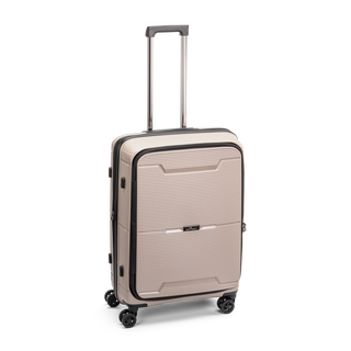 North Pioneer  HKG Mellanstor Resväska 67 cm - Champang med räfflad yta, teleskophandtag, 360° hjul och TSA-lås – idealisk för resor och handbagage.