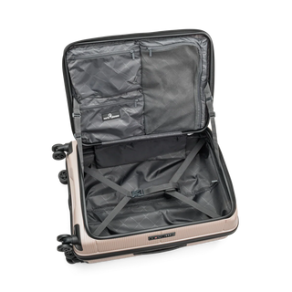 North Pioneer  HKG Mellanstor Resväska 67 cm - Champang med räfflad yta, teleskophandtag, 360° hjul och TSA-lås – idealisk för resor och handbagage.
