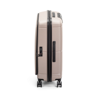 North Pioneer  HKG Mellanstor Resväska 67 cm - Champang med räfflad yta, teleskophandtag, 360° hjul och TSA-lås – idealisk för resor och handbagage.