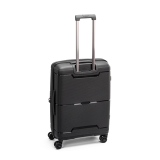 North Pioneer  HKG Mellanstor Resväska 67 cm - Svart  hård med räfflad yta, teleskophandtag, 360° hjul och TSA-lås – idealisk för resor och handbagage.