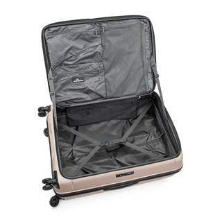 North Pioneer  HKG Stor Resväska 79 cm - Champange  med räfflad yta, teleskophandtag, 360° hjul och TSA-lås – idealisk för resor och handbagage.