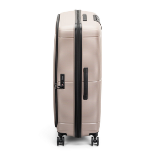 North Pioneer  HKG Stor Resväska 79 cm - Champange  med räfflad yta, teleskophandtag, 360° hjul och TSA-lås – idealisk för resor och handbagage.