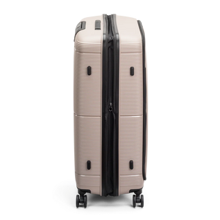 North Pioneer  HKG Stor Resväska 79 cm - Champange  med räfflad yta, teleskophandtag, 360° hjul och TSA-lås – idealisk för resor och handbagage.
