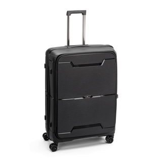 North Pioneer  HKG Stor Resväska 79 cm - Svart  med räfflad yta, teleskophandtag, 360° hjul och TSA-lås – idealisk för resor och handbagage.