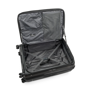 North Pioneer  HKG Stor Resväska 79 cm - Svart  med räfflad yta, teleskophandtag, 360° hjul och TSA-lås – idealisk för resor och handbagage.