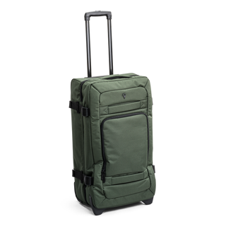 Grön duffel trolley 69 cm med teleskophandtag från North pioneer, stora hjul och frontficka – mjuk resväska i tyg med kompressionsremmar och robust bärhandtag