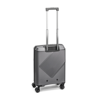 North Pioneer PRG Kabinväska 55 cm - Grå hårdskal med vågmönster – teleskophandtag i kopparfärg och 360° hjul för smidig manövrering och stilren design fotad mot en vit bakgrund 