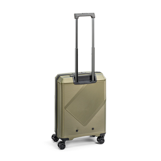 North Pioneer PRG Kabinväska 55 cm - Grön hårdskal med vågmönster – teleskophandtag i kopparfärg och 360° hjul för smidig manövrering och stilren design fotad mot en vit bakgrund 