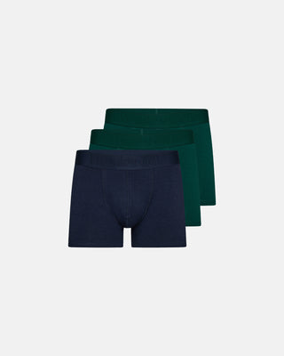 Resteröds Boxerkalsonger Bomull 3-Pack - Mörkblå/Grön