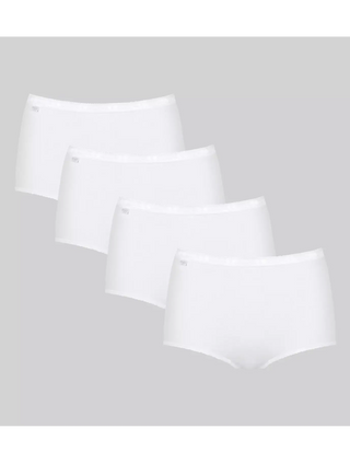 Sloggi 4-pack Basic+ Maxitrosa vit, produktbild framifrån på grå bakgrund
