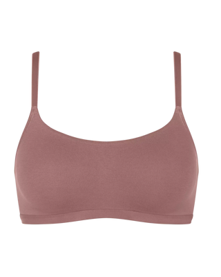 “Frilagd bild av Sloggi GO Daily Cotton BH-Top i cacao – bygelfri bh-topp i ekologisk bomull med formgjutna kupor och platt underbystband.”
