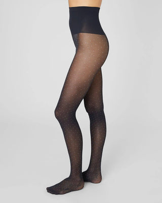 Swedish Stockings Eira Petite Dots Strumpbyxor - Black  bilden visar snygga strumpbyxor 
