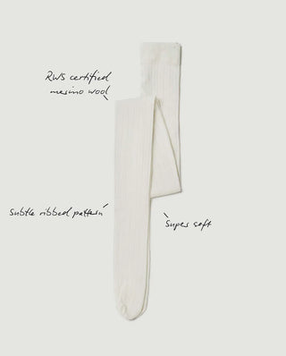 Swedish Stockings Freja Ribbed Wool Strumpbyxor - Ivory  bilden visar snygga strumpbyxor 