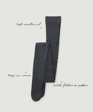 Swedish Stockings Ylva Fishbone Wool Strumpbyxor - Anthracite bilden visar snygga strumpbyxor 