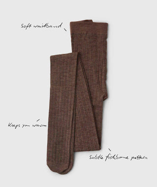 Swedish Stockings Ylva Fishbone Wool Strumpbyxor - Mid Brown bilden visar snygga strumpbyxor 